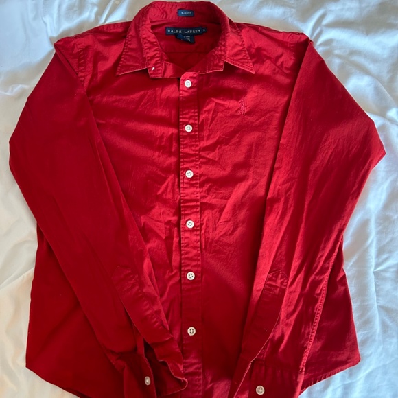 Ralph Lauren Red Button Down Top - Picture 1 of 4